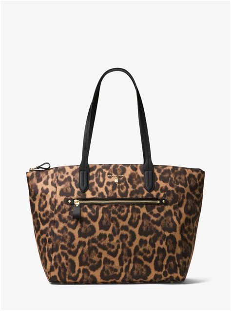 michael kors kelsey leopard nylon tote